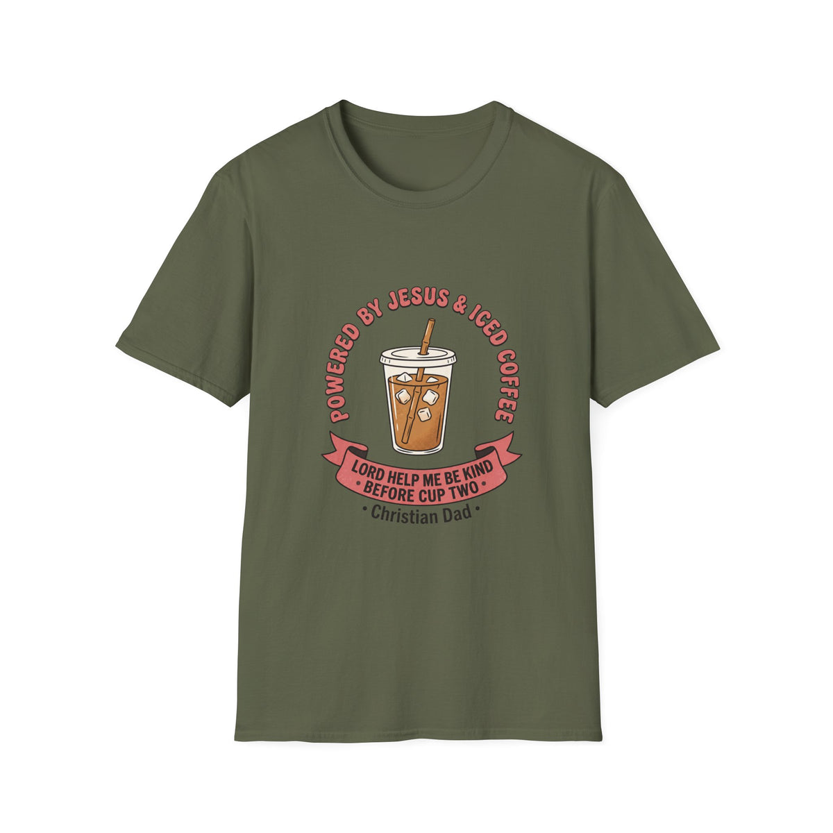 Powered by jesus and iced coffee T-shirts