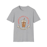 Powered by Jesus and iced coffee T-shirts copy