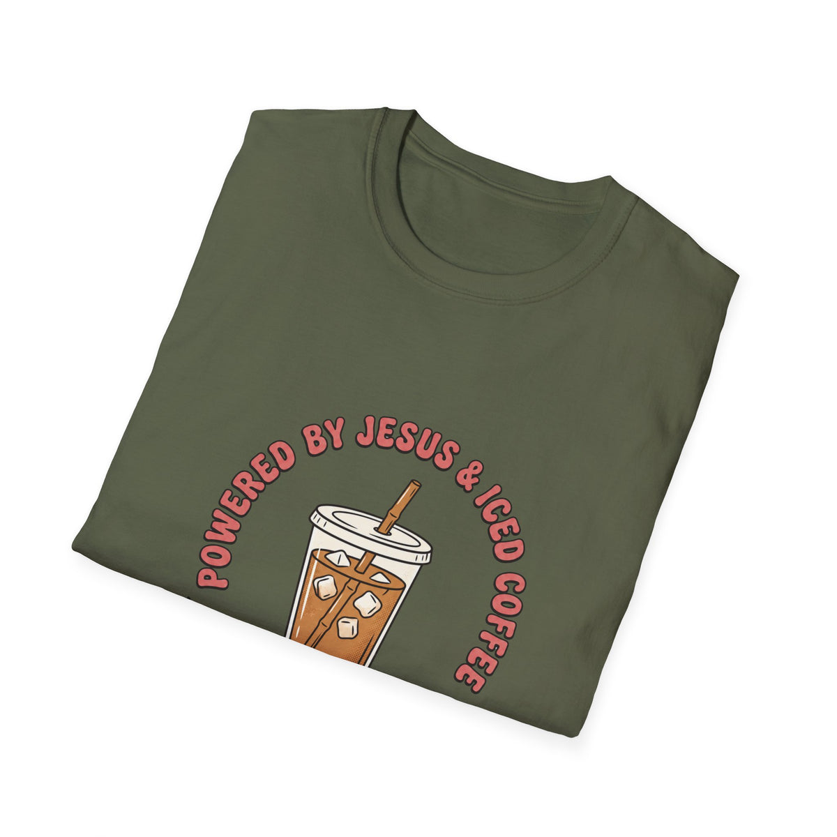 Powered by jesus and iced coffee T-shirts