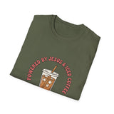 Powered by jesus and iced coffee T-shirts