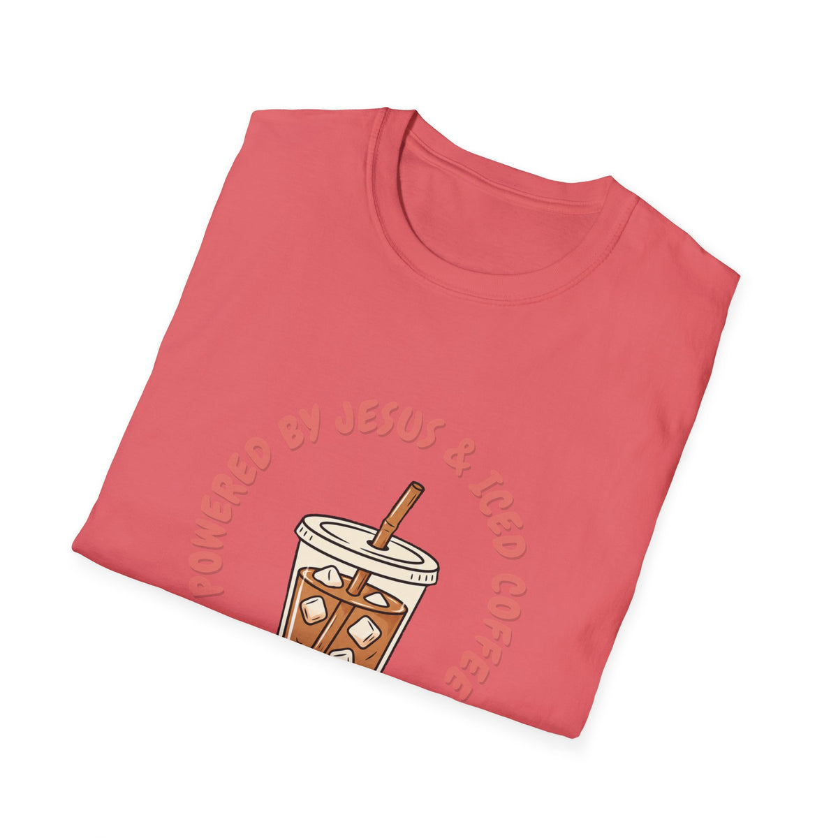 Powered by Jesus and iced coffee T-shirts copy