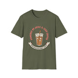 Powered by Jesus and iced coffee T-shirts copy